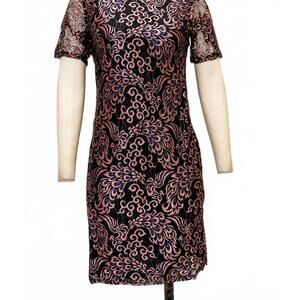 NEW MICHAEL K women's michelle lace mini dress in pink black